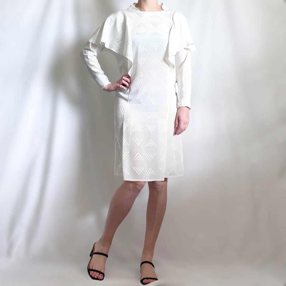 Vintage 80s/1980s dress, triangle geometric print